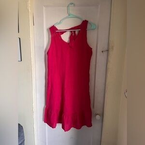 100% Linen Terzo Millenio fuchsia pink dress Medium